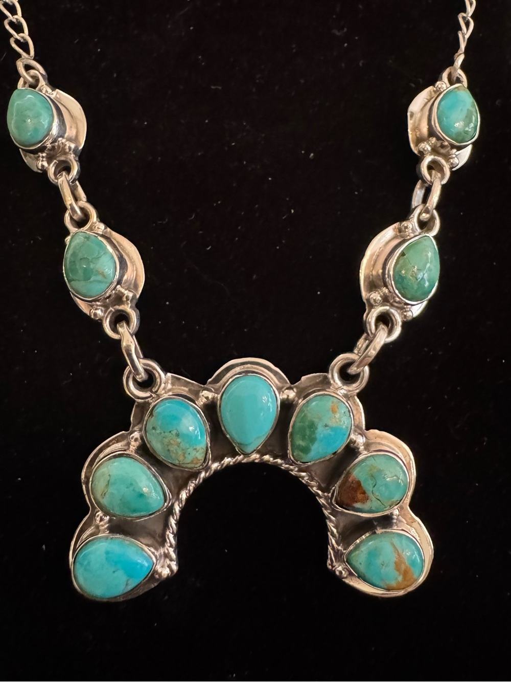Turquoise Teardrop Naja Statement Necklace - sterling silver Women Jewelry - Picture 5 of 6